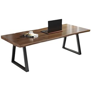 NGKEC Bureau d'ordinateur de Bureau en Bois Massif de Style Industriel avec Pieds en métal, Table de conférence en Bois de pin de 5 cm d'épaisseur, Facile à Installer - Publicité