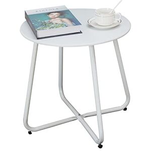 Fokebel Petite table d'appoint, ronde, en métal, table basse et table basse avec pieds réglables, blanche, diamètre 45 x 45 cm - Publicité