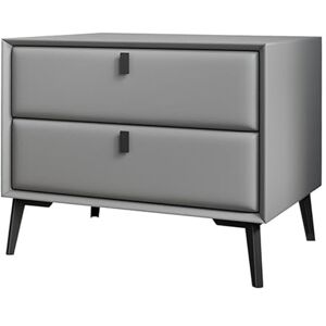 LYXYJRYBHD Table de Chevet Moderne en Cuir, Table D'appoint avec Rangement, 2 Tiroirs et Coussinets Antidérapants, Table Basse avec Pieds en Métal, pour Chambre à Coucher, Bureau, Salon(Color:Gray) - Publicité