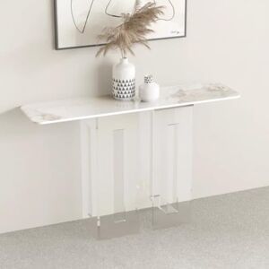 Begonial Table Console, Meuble d'entrée à Panneau de Roche, Table Console avec Base en Acrylique, Meubles avec Cadre en métal Robuste (Blanc 80 x 30 x 80 cm) - Publicité