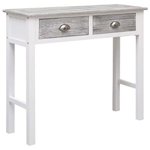 vidaXL Table Console Table d'Entrée avec 2 Tiroirs Table de Salon Table de Couloir Buffet Intérieur Salle de Séjour Maison Gris Bois - Publicité