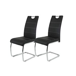 Apollo Flora Lot De 2 Chaises Luge Pour Cuisine, En Simili Cuir Noir, Poignée En Creux, Armature Métallique Chromée, 42 x 57 x 98 cm - Publicité