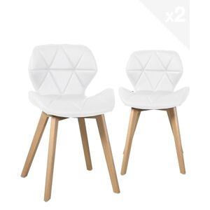 KAYELLES Lot de 2 chaises de Salle à Manger scandinaves capitonnées Simili Pieds Bois FATI (Blanc) - Publicité