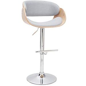 Miliboo Tabouret de Bar Design réglable en Tissu Gris et Bois Clair Bent - Publicité