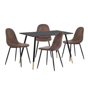 Urban Meuble Ensemble Table et chaises 1+4, Wood, Noir, Marron, 110x70x75cm, 40x52x86cm - Publicité