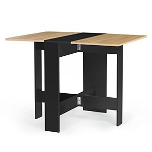 IDMarket Table Console Pliable EDI 2-4 Personnes Bois Noir Plateau façon hêtre 103 x 76 cm - Publicité