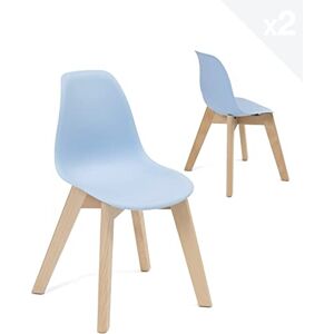 KAYELLES Lot de 2 chaises Enfant scandinave JUBA (Bleu) - Publicité