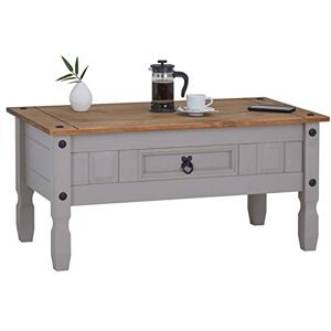 IDIMEX Table Basse Ramon Table d'appoint rectangulaire en pin Massif Gris et Brun avec 1 tiroir, Meuble de Salon Style Mexicain en Bois dim 95 x 45 x 50 cm - Publicité