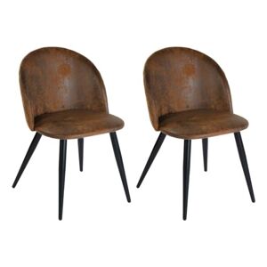 Homy Casa Lot de 2 chaises de salle à manger en daim marron pour cuisine, chambre à coucher, salon, pieds en métal noir, marron - Publicité