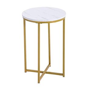 KUroto Table de Chevet latérale Ronde en marbre, Petite Table Basse Moderne pour Chambre à Coucher, 40cm x 40cm x 60cm, Blanche - Publicité