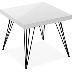 Versa Denver Table d'appoint pour Le Salon, la Chambre ou la Cuisine. Table Basse auxiliaire Moderne, Dimensions (H x l x L) 43 x 50 x 50 cm, Bois et métal, Couleur: Blanc - Publicité