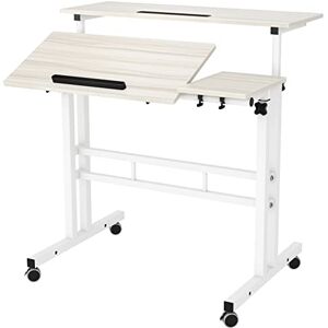 SogesHome Table Roulante de Lit Canapé pour Ordinateur Portable Hauteur Réglable,Table d'appoint Bout de canapé Mobile avec roulettes,80*(30+30) cm - Publicité