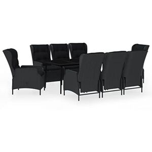 vidaXL Ensemble de Salle à Manger de Jardin 9 pcs Mobilier à Dîner Table et Chaises de Repas Meubles de Terrasse Patio Extérieur Gris Foncé - Publicité