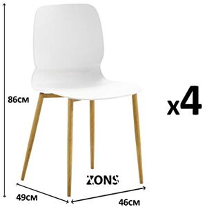 Zons MAZ Lot DE 4 Chaise en Métal avec Assise en PP Blanc - Publicité