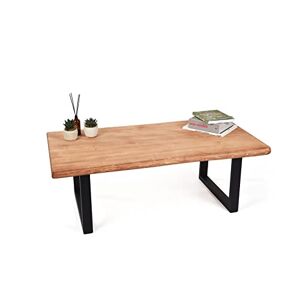 Gozos Berne Table Basse en Bois Massif d’Épicéa, 100% Fait Main Petite Table Basse de Salon avec Bord de Bois Originaux, 40 mm d'épaisseur, Pieds en Métal Laqué, 115 x 60 cm - Publicité