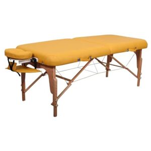 ZEN MASSAGE WARE Zen Round Corner Table de Massage Pliable et réglable en Hauteur Table de Massage Mobile en Bois Massif pour des Styles de Massage Actifs, tête de lit en Aluminium et Sac cosmétique (Jaune Safran) - Publicité