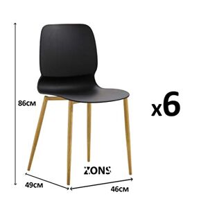 Zons MAZ LOT 6 Chaise en métal avec Assise en PP Noir - Publicité