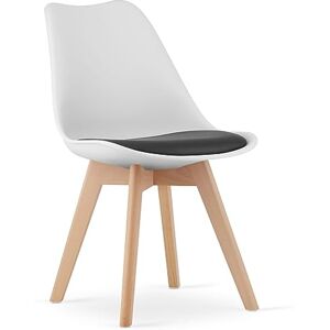 NMK HOME Chaise de salle à manger Linares en plastique, tissu, velours, cuir synthétique, chaise avec structure en bois, chaise en plastique avec bois de hêtre (blanc et noir, 1 pièce) - Publicité