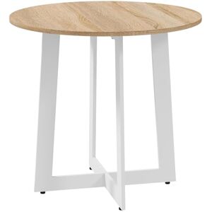 HOMCOM Table à Manger Ronde pour 4 Personnes Table de Cuisine Design Moderne avec Plateau Effet Bois et Base en Acier croisé Naturel - Publicité