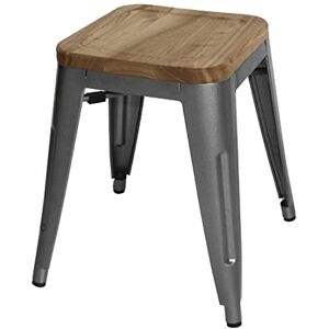 Bolero Gm636 Acier Bistro basse tabourets avec assise en bois Pad, gris (lot de 4) - Publicité