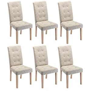 Unique Lot de 6 chaises VILLOSA Tissu & Pieds Bois Beige - Publicité