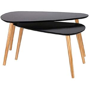 HOME DECO FACTORY HD6404 Table Gigogne Bois Galet Noir, MDF, 80 x 50 x 40 cm - Publicité