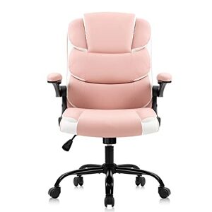 WEJIFU Chaises de Bureau Chaise de Bureau Rose avec accoudoirs Chaise d'ordinateur en Cuir PU pour (D Taille Unique) Vision - Publicité