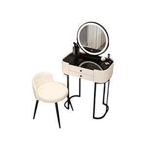 Ensemble de coiffeuse de luxe avec miroir HD LED 3 couleurs, tabouret confortable, style simple et moderne, cadeau pour fille (taille : 60 cm) - Publicité