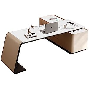 NDKSZHEQ Bureau d'ordinateur moderne New Boss Bureau et chaise Combinaison de coin d'ordinateur minimaliste haut de gamme Bureau en dalle de roche pour bureau à domicile, salle d'étude, poste de travail - Publicité