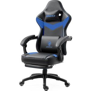 Dowinx Chaise Gaming Fauteuil de Bureau Game PC avec Repose Pieds, Chaise Gamer avec Support Lombaire de Massage, PU Ergonomique Siege Gamer avec Appui tête, Fauteuil de Style Course, Bleu - Publicité