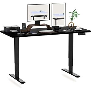 FLEXISPOT EC5 Pro Bureau Assis-Debout 140 x 80 cm, Bureau Réglable en Hauteur avec Trois Colonnes & Double Moteur Bureau avec Commande à Mémoire et Soft Start/Stop (Plateau Noir+Cadre Noir) - Publicité