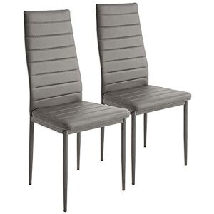 DDMINE Chaises de Salle à Manger, Lot de 2 Chaise Salle a Manger, Chaise Cuisine Moderne, Siege Rembourre Epais, Dossier Haut, Chaise de Salle à Manger Confortable, Simili Cuir (2, Gris) - Publicité