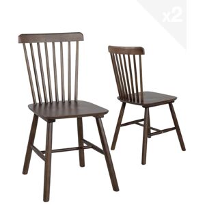 KAYELLES Lot de 2 chaises à barreaux bistrot Vintage Bois Massif Mona (Bois Teinte foncée) - Publicité