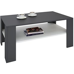 IDIMEX Table Basse Lorient, Table de Salon rectangulaire avec 1 étagère Espace de Rangement Ouvert, en mélaminé Gris Mat et Blanc Mat - Publicité