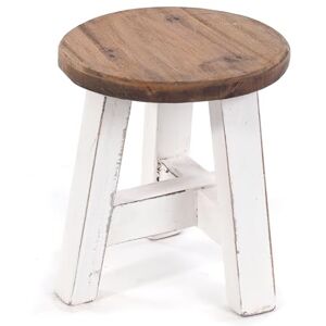 DESIGN DELIGHTS Tabouret rustique en bois d'acajou massif 23 x 20 x 20 cm (H x l x P) Tabouret en bois, table d'appoint, tabouret pour plantes Couleur : 06 blanc - Publicité