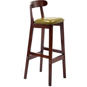 XSCMKEG Tabouret De Bar, Tabouret De Bar en Bois Massif avec Coussin en Cuir, Chaise De Bar Moderne Et Simple, Hauteur D'assise 62 Cm, Adaptée À Cuisine, Au Salon, Au Bar, Au Bureau, Etc (Color : Green, Siz - Publicité