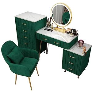 EESHHA Coiffeuse Ensemble de Bureau avec Miroir éclairé par LED, Table de Maquillage avec tiroirs et Armoire, pour Chambre à Coucher, Salle de Bain (B 80 cm) - Publicité