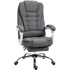 HOMCOM Fauteuil de Bureau Manager Chaise pour Ordinateur avec Repose-Pied Dossier inclinable accoudoirs rembourrés en Lin Gris - Publicité