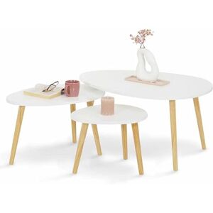 IDMarket Lot de 3 Tables Basses gigognes Gaia laquées Blanc scandinave - Publicité