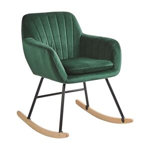 Beliani Chaise à Bascule Type Rocking Chair en Velours Vert Foncé pour Coin de Lecture ou Salon au Design Scandinave et Glamour - Publicité