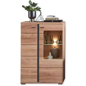 Stella Trading Vitrine Massive Aspect Massif Certifiée FSC Moderne avec éclairage LED et Beaucoup d'espace de Rangement Vieille/Old Artisan Oak 90 x 134 x 38 cm - Publicité