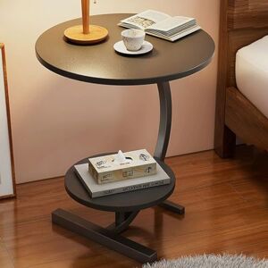 VUT Table De Chevet Moderne à 2 Niveaux pour Chambre à Coucher, Petite Table Basse Mobile, Support De Rangement pour Cuisine Domestique, Petite Table De Salle à Manger, Table d'angle M(Color:Noir) - Publicité