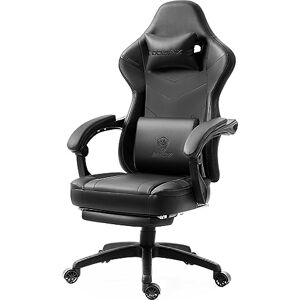 Dowinx Chaise Gaming Fauteuil de Bureau Game PC avec Repose Pieds, Chaise Gamer avec Support Lombaire de Massage, PU Ergonomique Siege Gamer avec Appui tête, Fauteuil de Style Course, Noir - Publicité