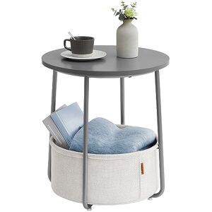 VASAGLE Petite Table Basse Ronde, Table d’Appoint avec Panier en Tissu, Rangement, pour Salon, Chambre, Table de Chevet, Style Moderne, Gris Ciment et Blanc Crème LET223G49 - Publicité