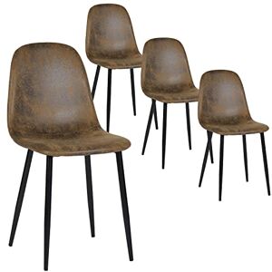 HOMYLIN Lot de 4 Chaises Simili Suede Scandinave Vintage Rétro pour Cuisine, Salle à Manger, Salon, Marron, Métal, 40 x 38,5 x 85 cm - Publicité