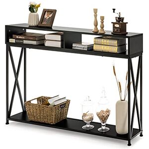 COSTWAY Table Console Meuble d'Entrée de Style Industriel 120 x 23 x 79 CM Structure en Acier Robuste Anti-Basculement pour Entrée, Salon, Couloir (Black) - Publicité