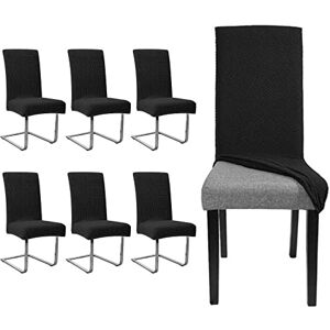 Einfeben Lot de 6 Housses de Chaise élastiques Universelles et imperméables Housses de Chaise Modernes et durables Amovibles Housse de Protection bi-élastique pour chaises basculantes(Noir) - Publicité