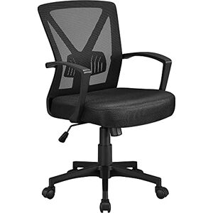 Yaheetech Chaise de Bureau Ergonomique Fauteuil Bureau Pivotant en Maille Respirant Support Lombaire Réglable Noir - Publicité