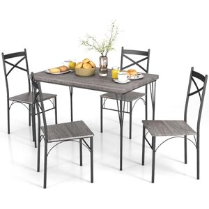 COSTWAY Table à Manger avec 4 Chaises, Ensemble Table et 4 Chaises, Cadre en Métal Noir, Design Ligne Arquée, Table Cuisine Industriel 110x70cm pour Salle à Manger, Cuisine, Salon - Publicité