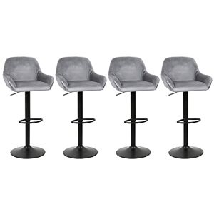 HUOLE Tabouret de Bar réglable en Hauteur Chaise Haute pour Bar avec Dossier siège rembouré en Velours Pied en métal (4 pièces (Gris Clair)) - Publicité